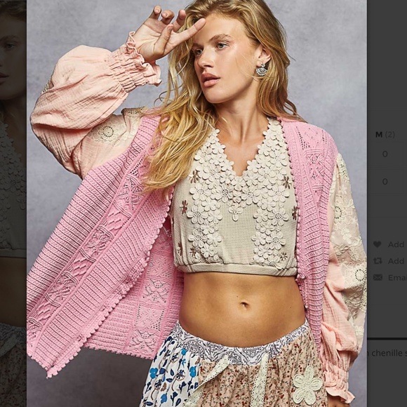 POL “ Freda ” POL V-Neck Chenille Cardigan Sweater 58A - Picture 1 of 5